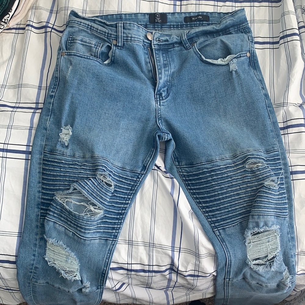 soft denim, very comfy and fit well.